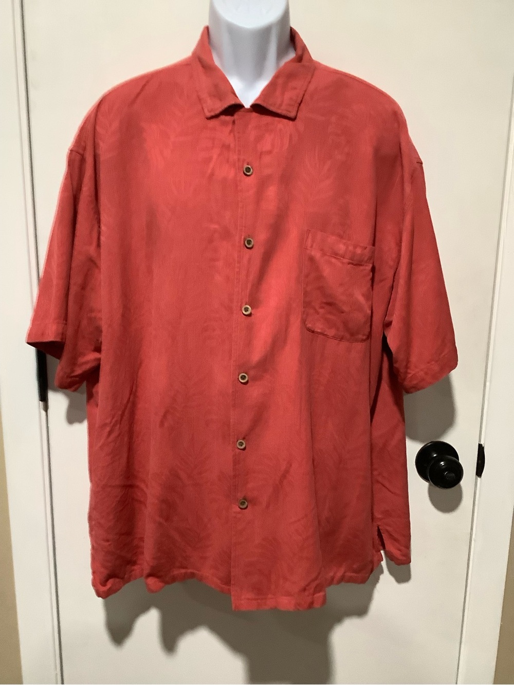 Pronto Uomo Short-Sleeve Button-Down Shirt in Coral Red